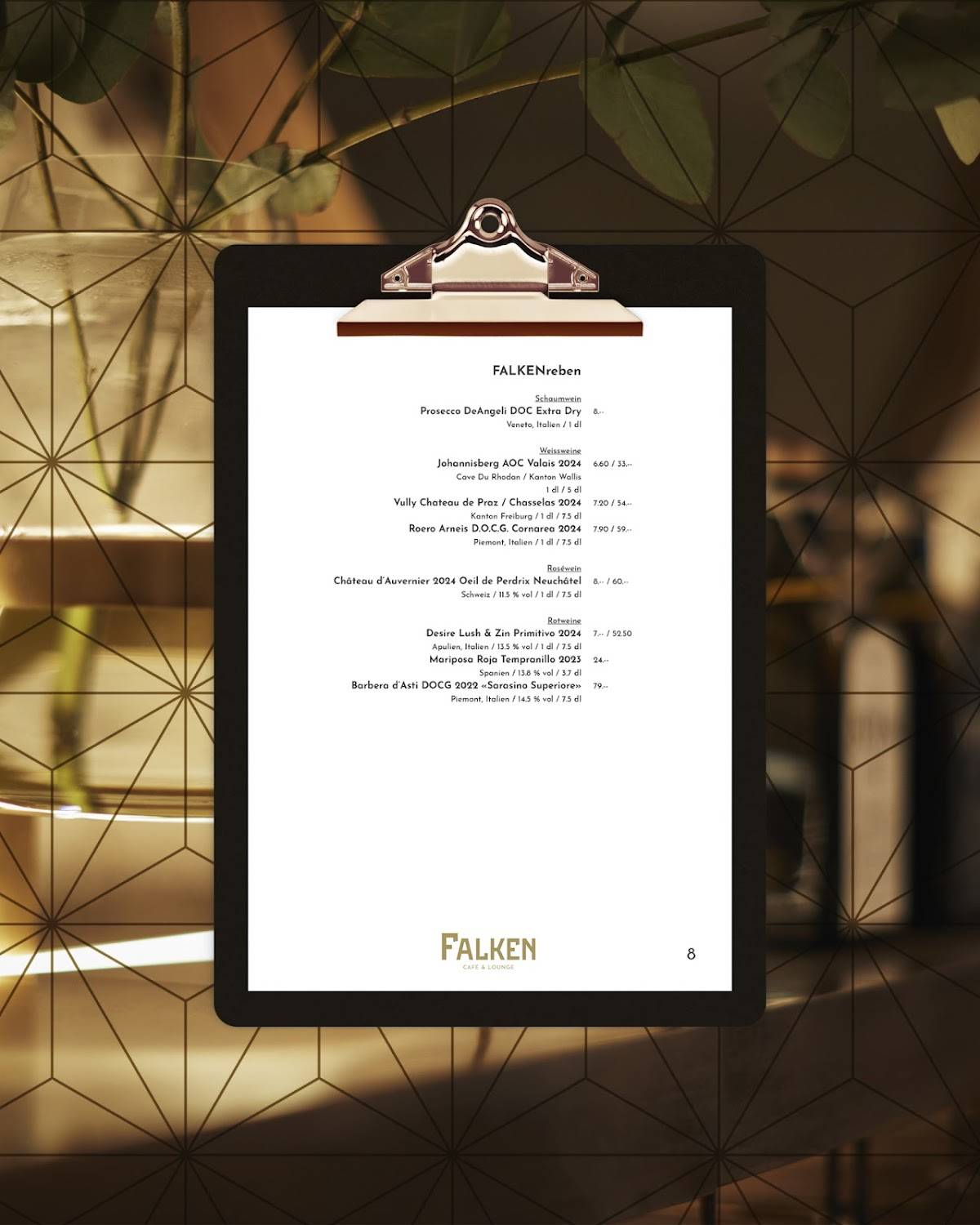 Menu di Falken Thun 