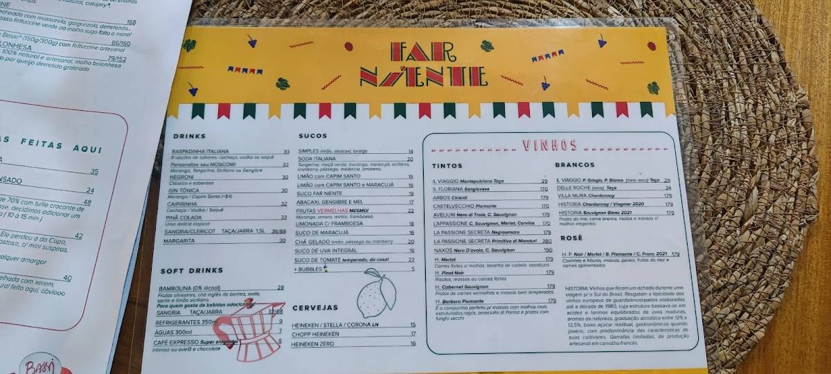 Far Niente cardápio