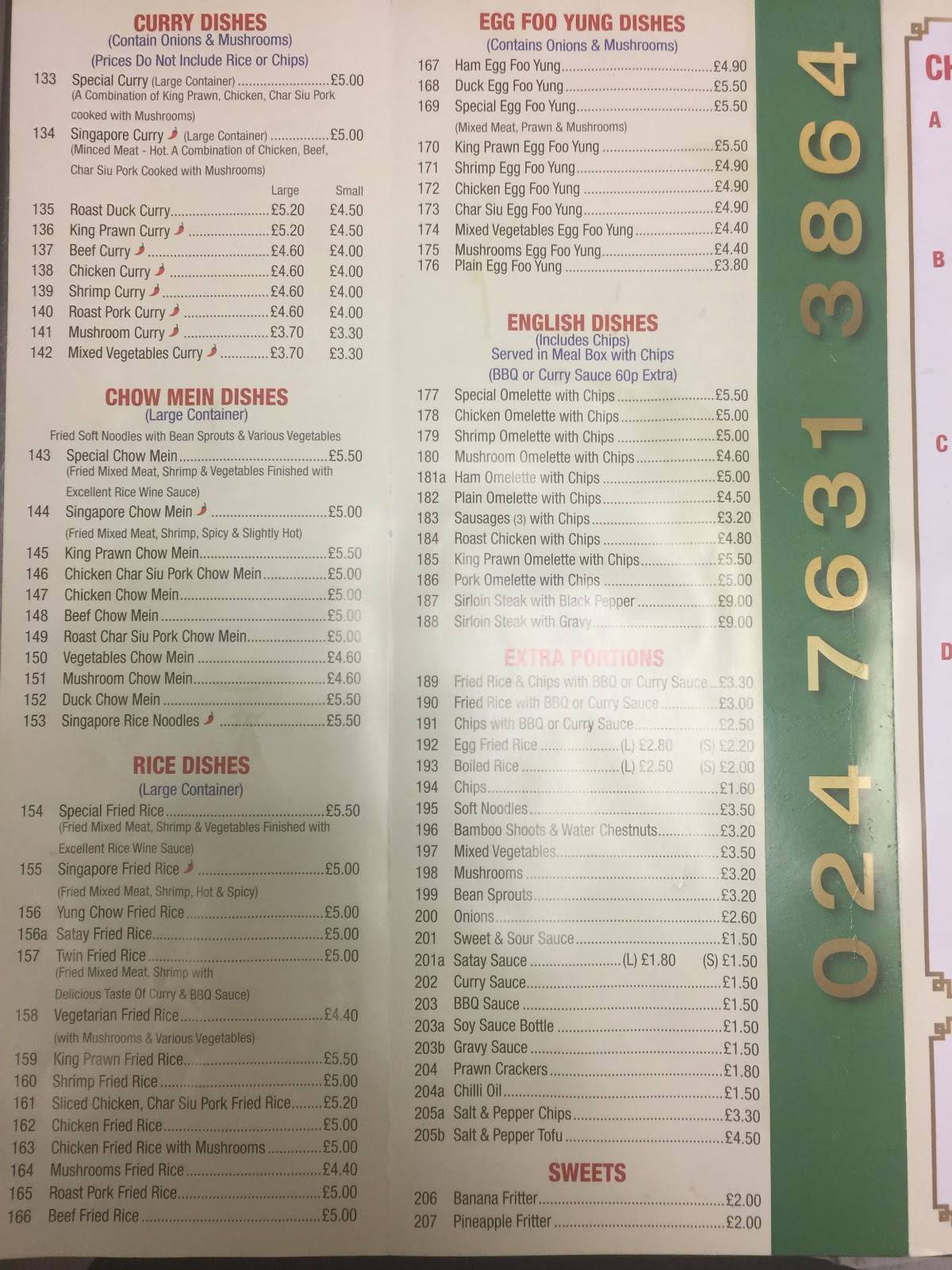 Menu at Hot Food Paradise fast food, Bedworth