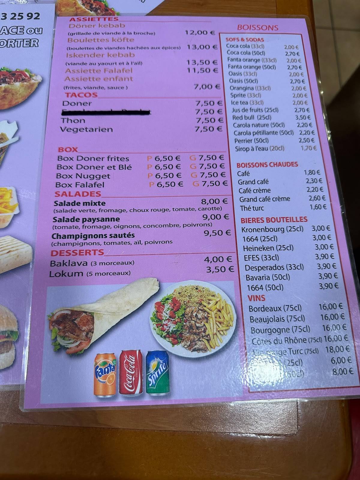 Menu de Kalkan Döner