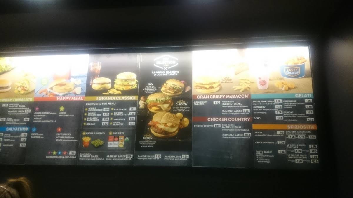 Menu di McDonald's Foligno Via Fiamenga 