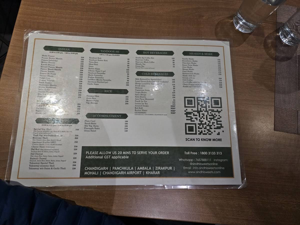 Sindhi Sweets menu