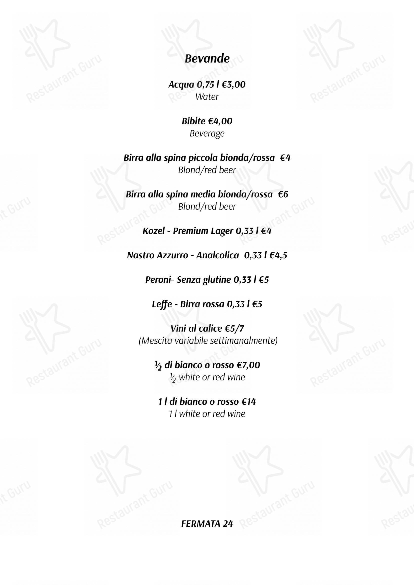 Menu di Fermata 24 “Ristorante & Pizzeria” - Menu