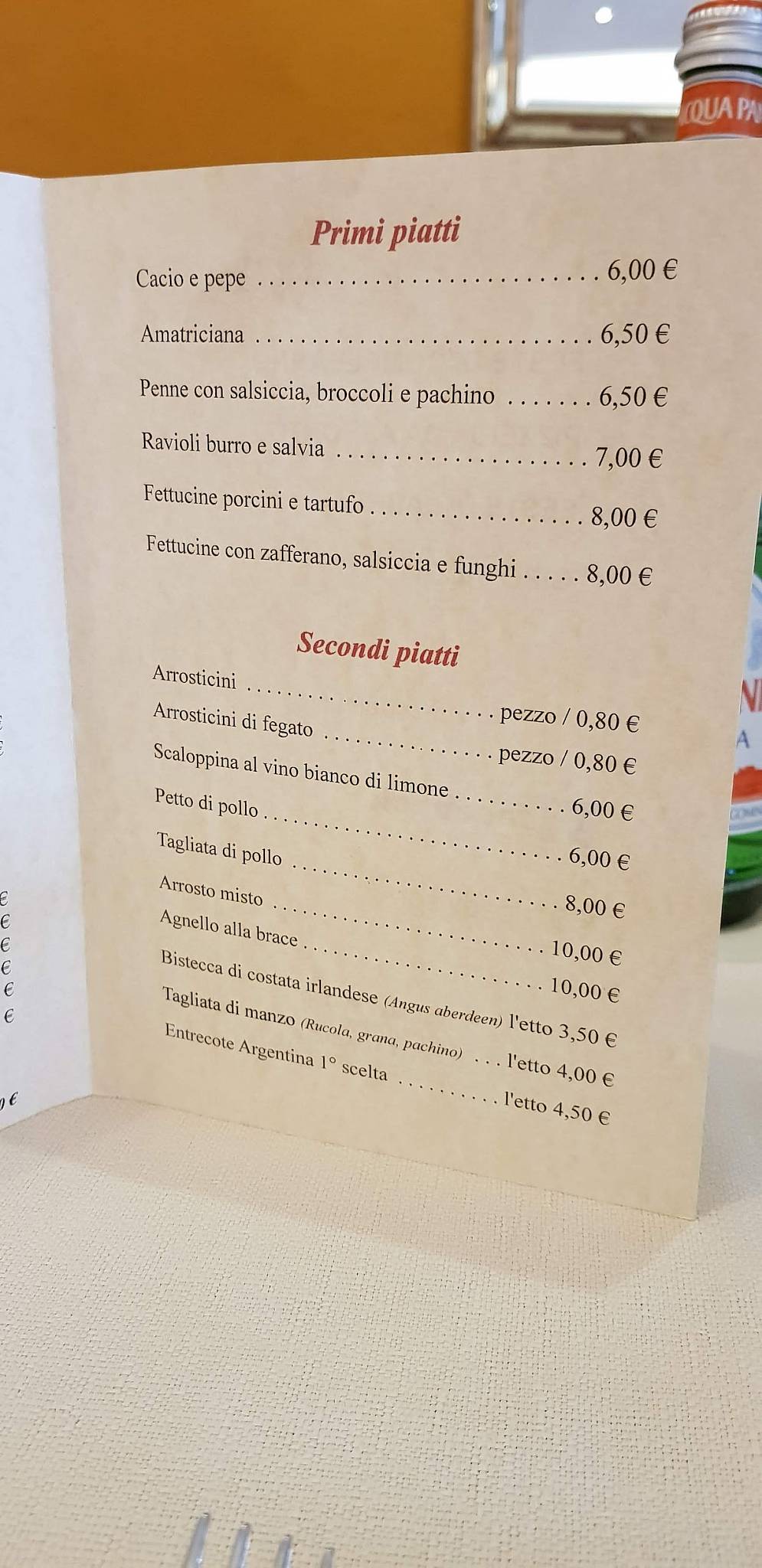 Menu di Ferro e Fuoco - Bisteccheria Pizzeria 