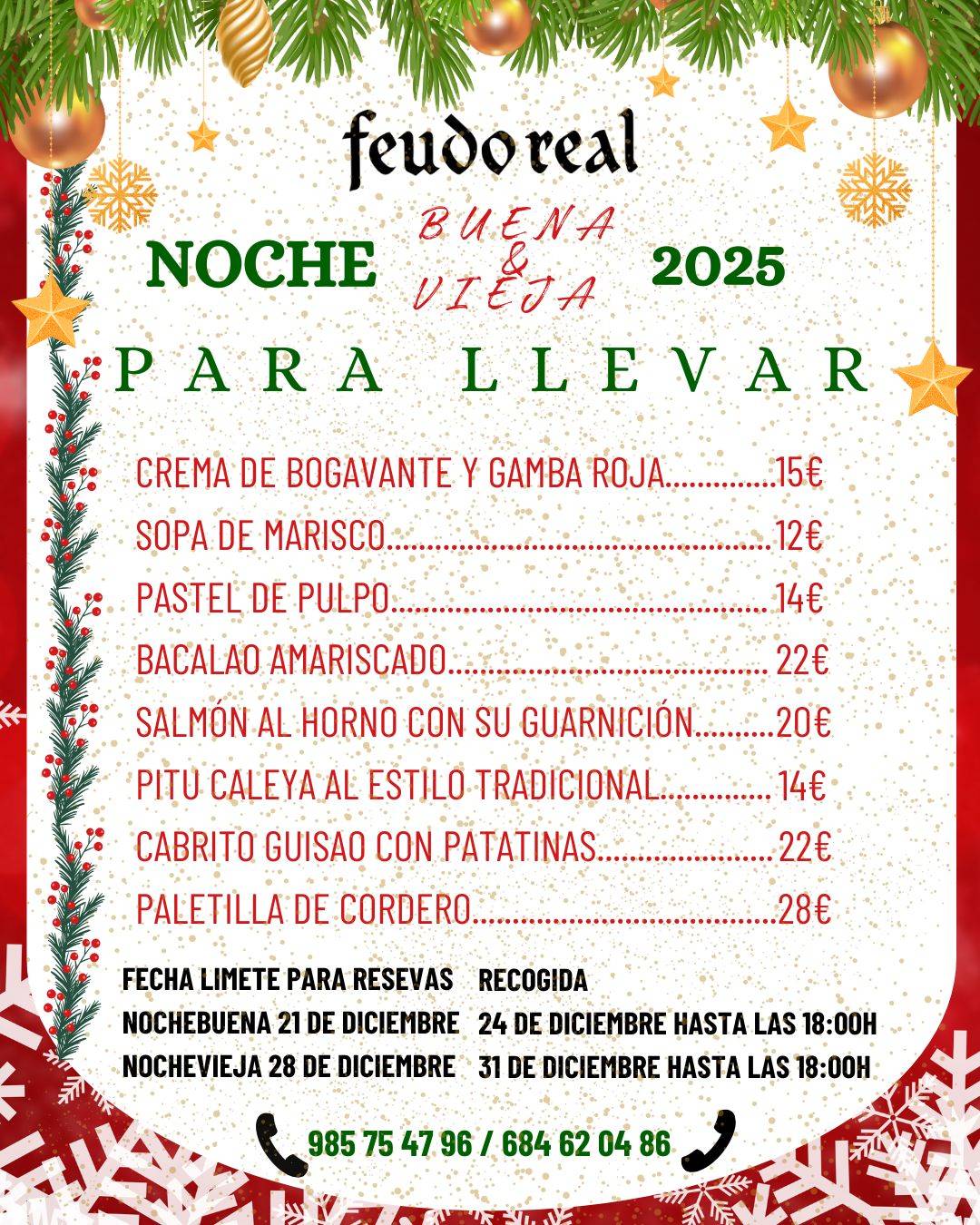 Feudo Real menu