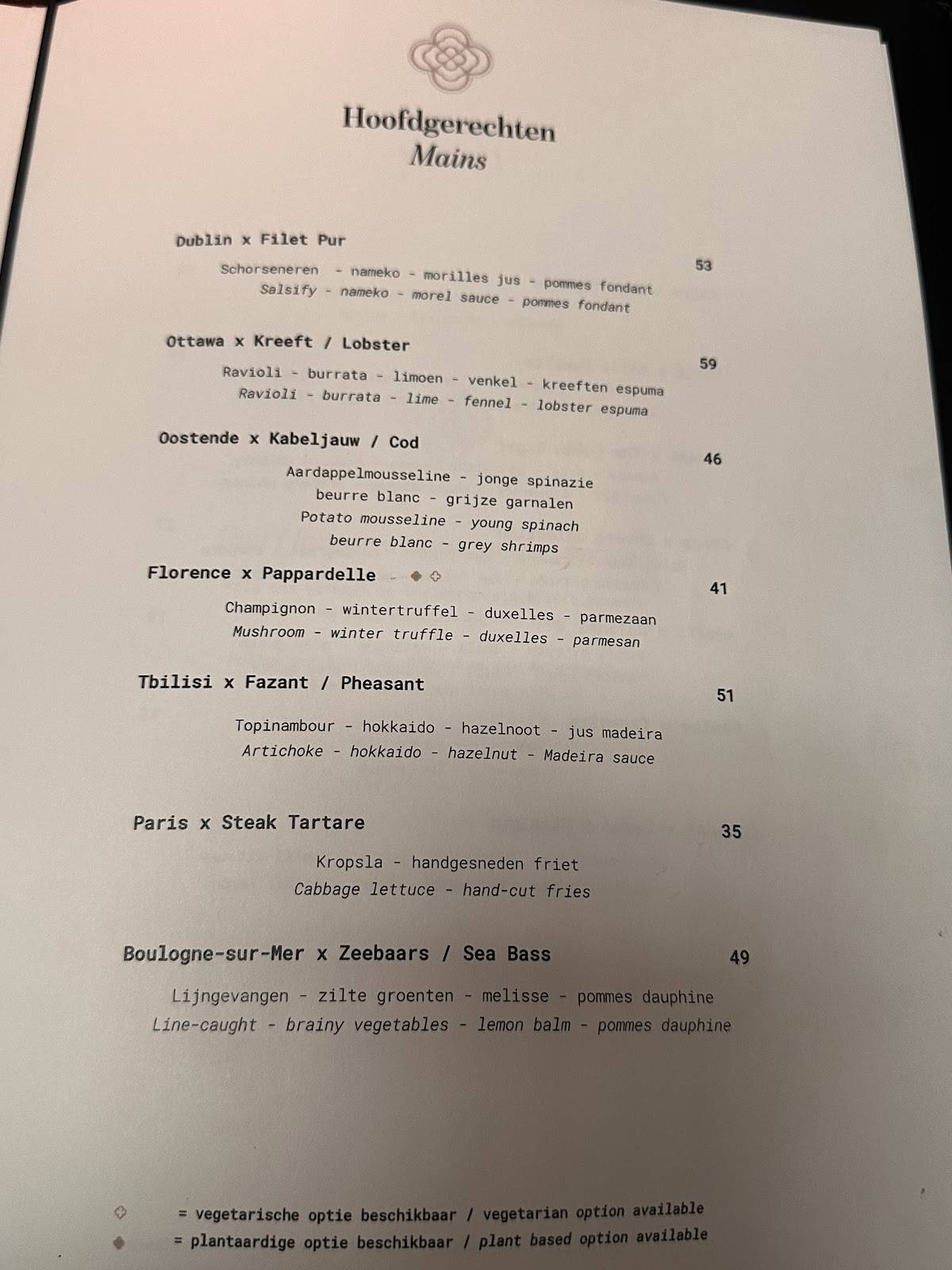Menu de Fiera