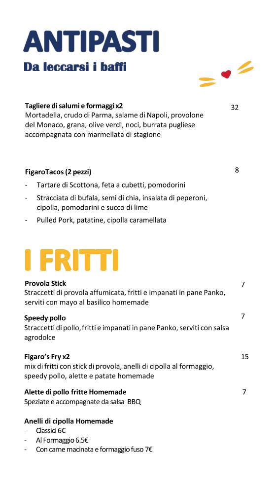 Menu di Figaro burger house 