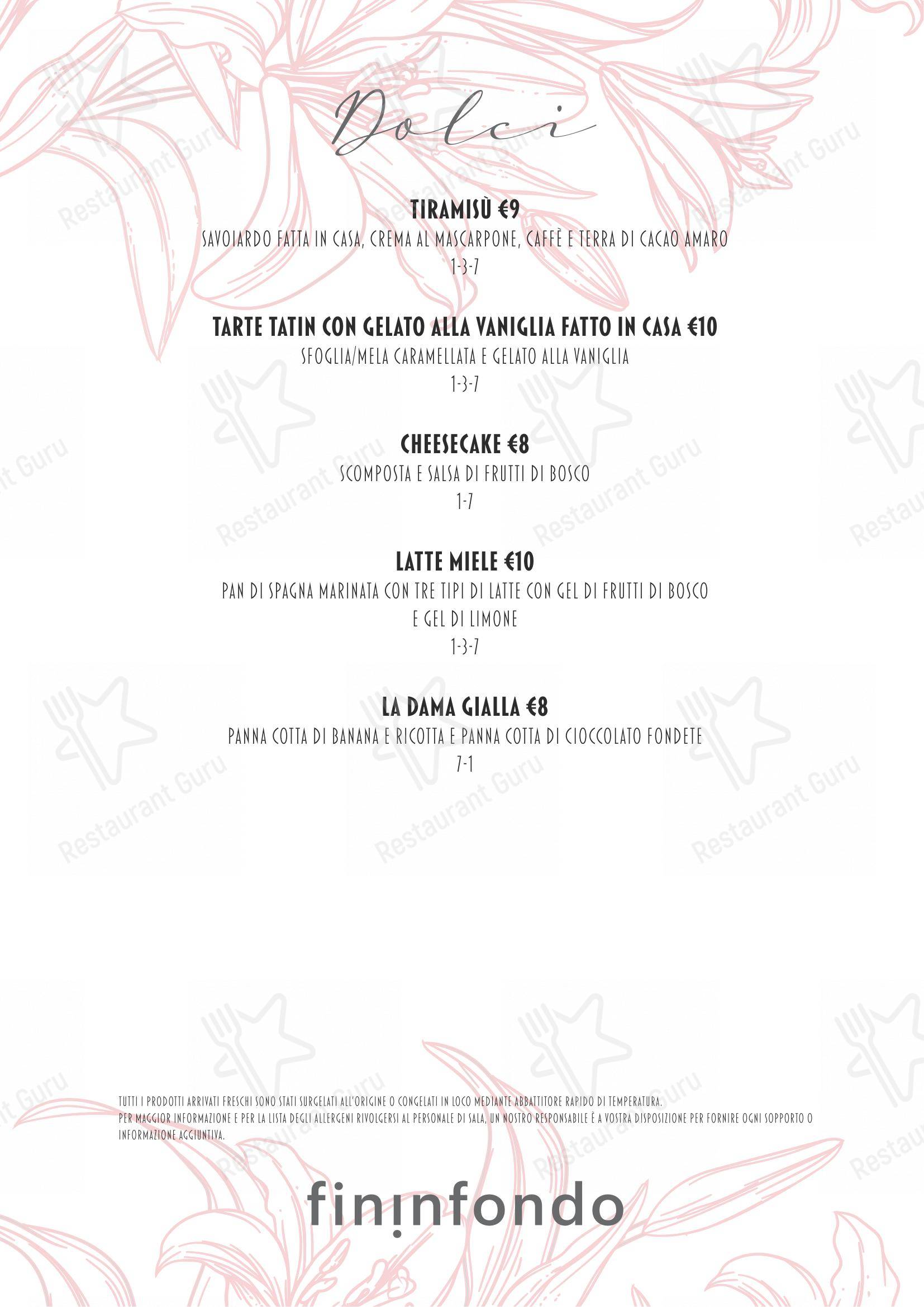 Menu di Fininfondo - Основное меню