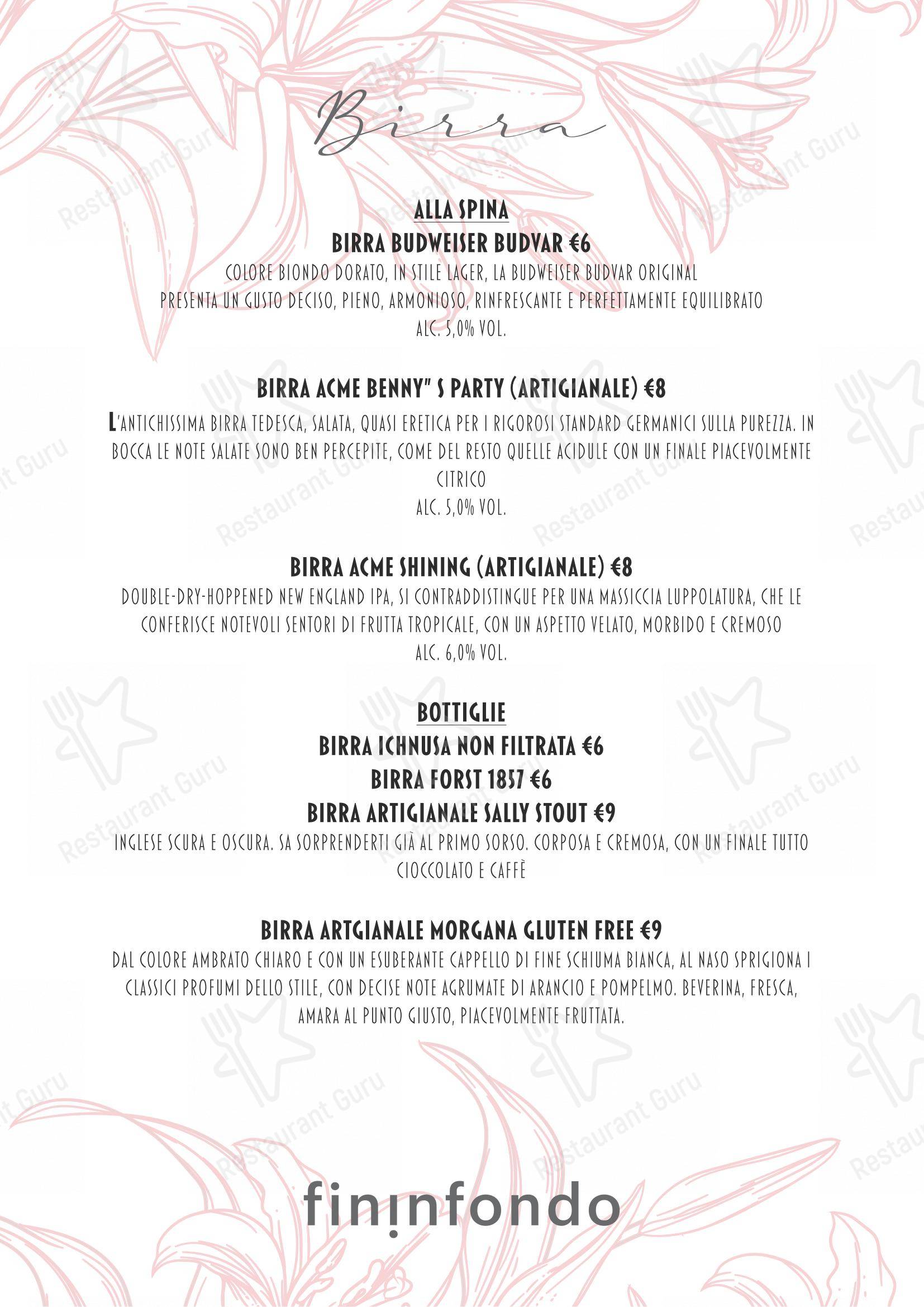 Menu di Fininfondo - Основное меню