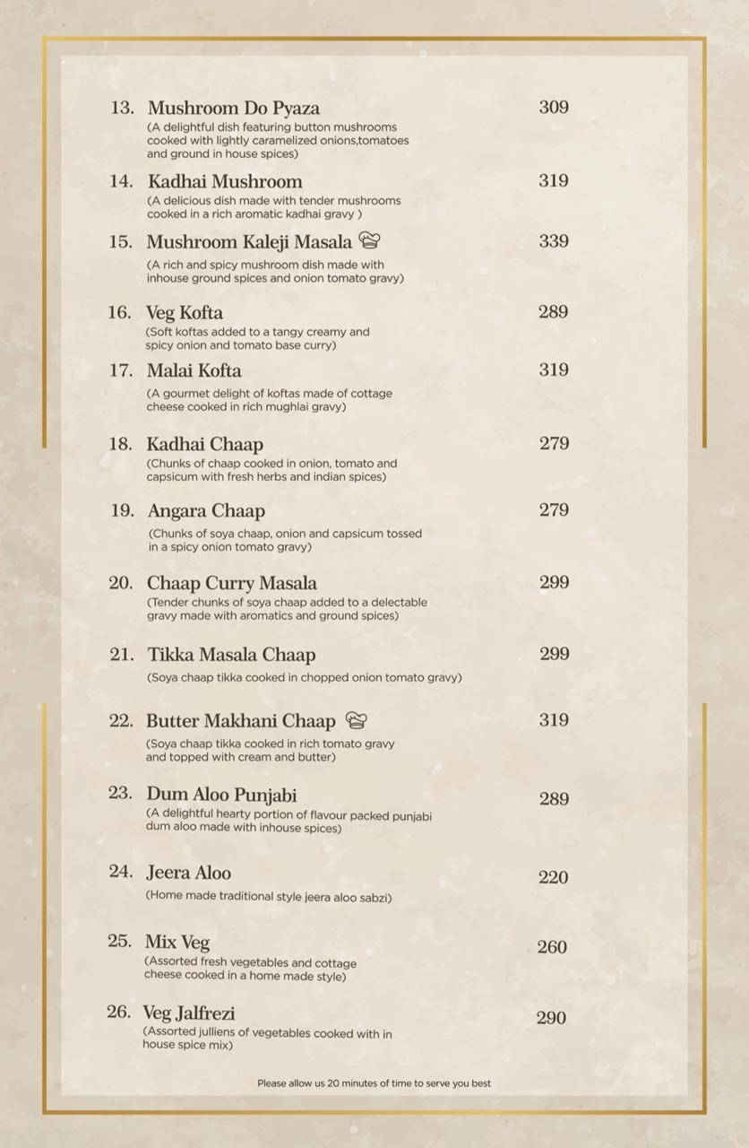 Flavours of Cawnpore menu