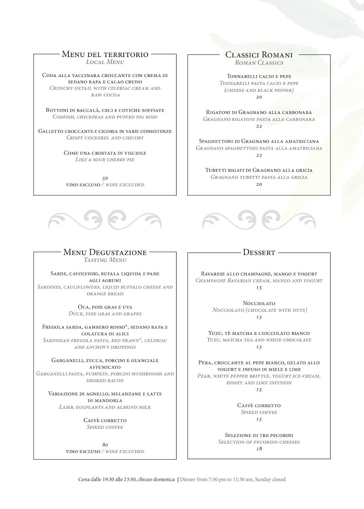 Menu di Flora Restaurant 