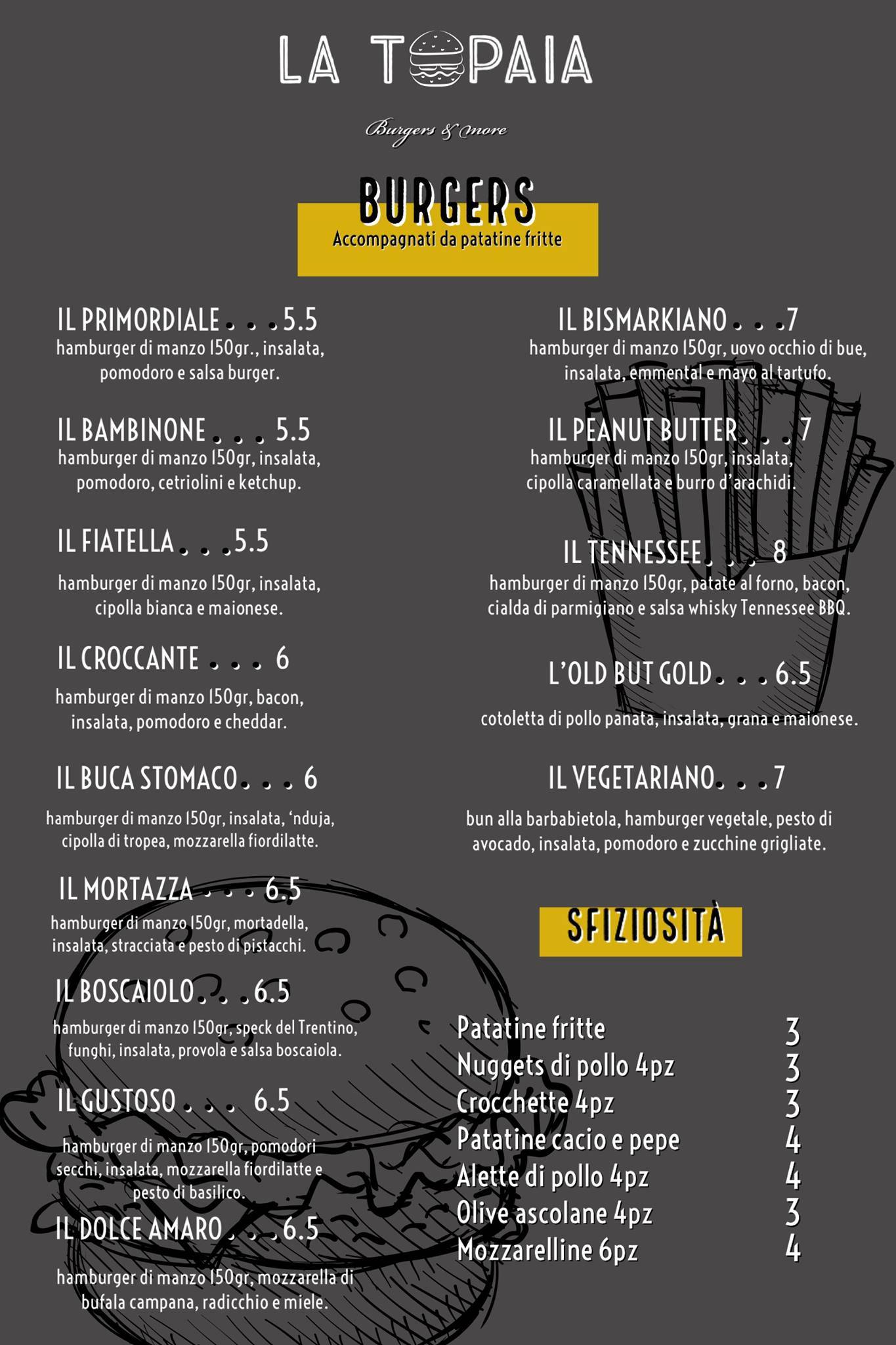 Menu di La Topaia 