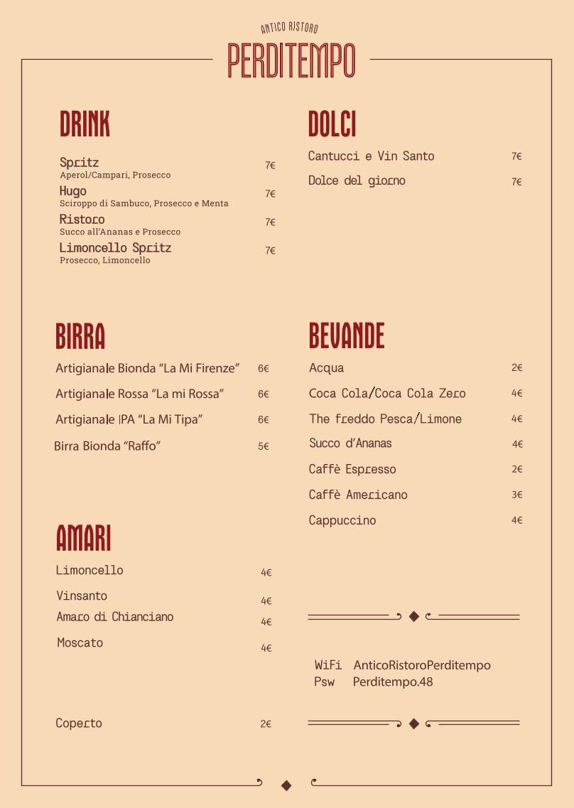 Menu di Antico Ristoro Perditempo 