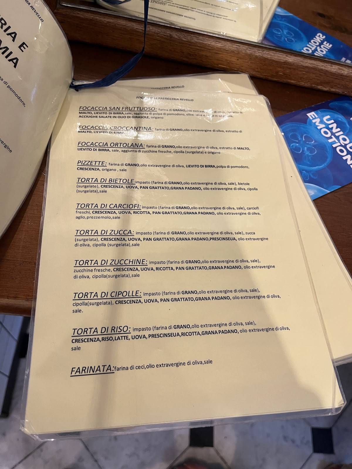 Menu di Focacceria Revello 