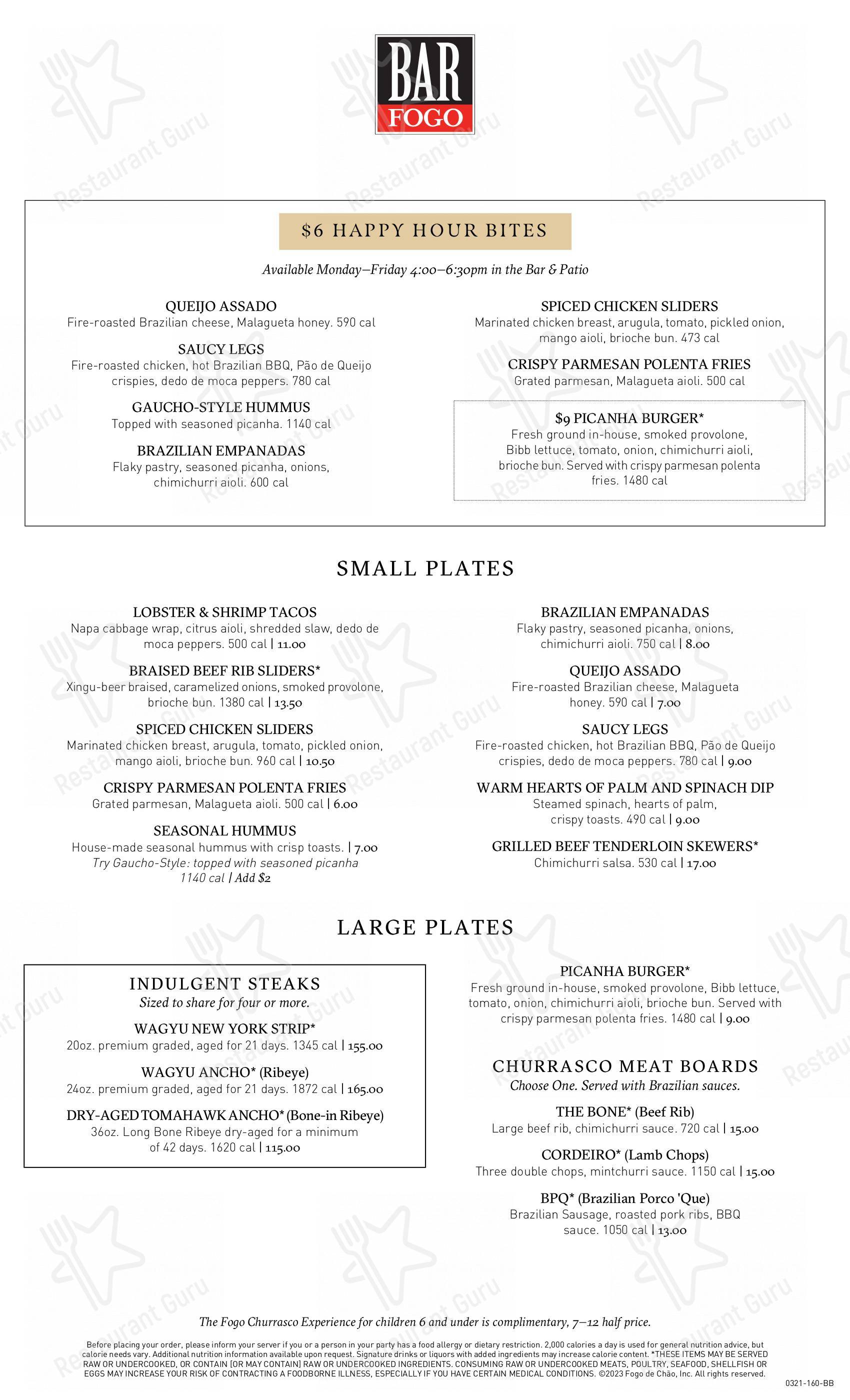 Fogo De Chão Brazilian Steakhouse Coral Gables Carta de Fogo de Chão Brazilian Steakhouse, Coral Gables