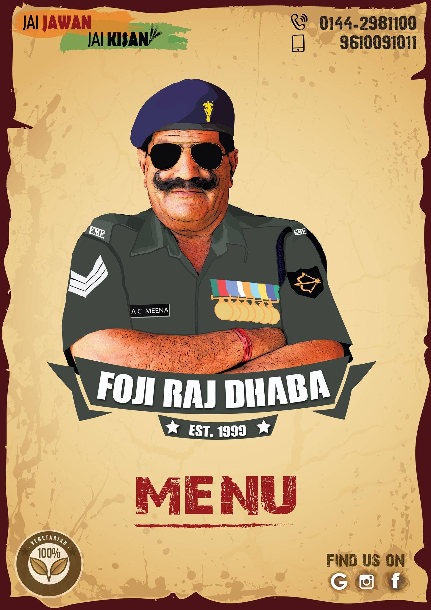 Foji Raj Dhaba menu