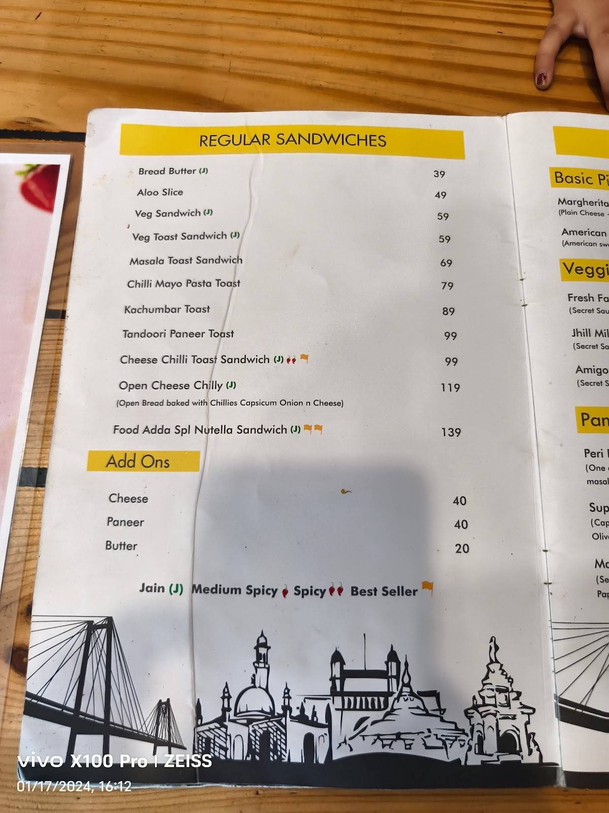 Food Adda menu