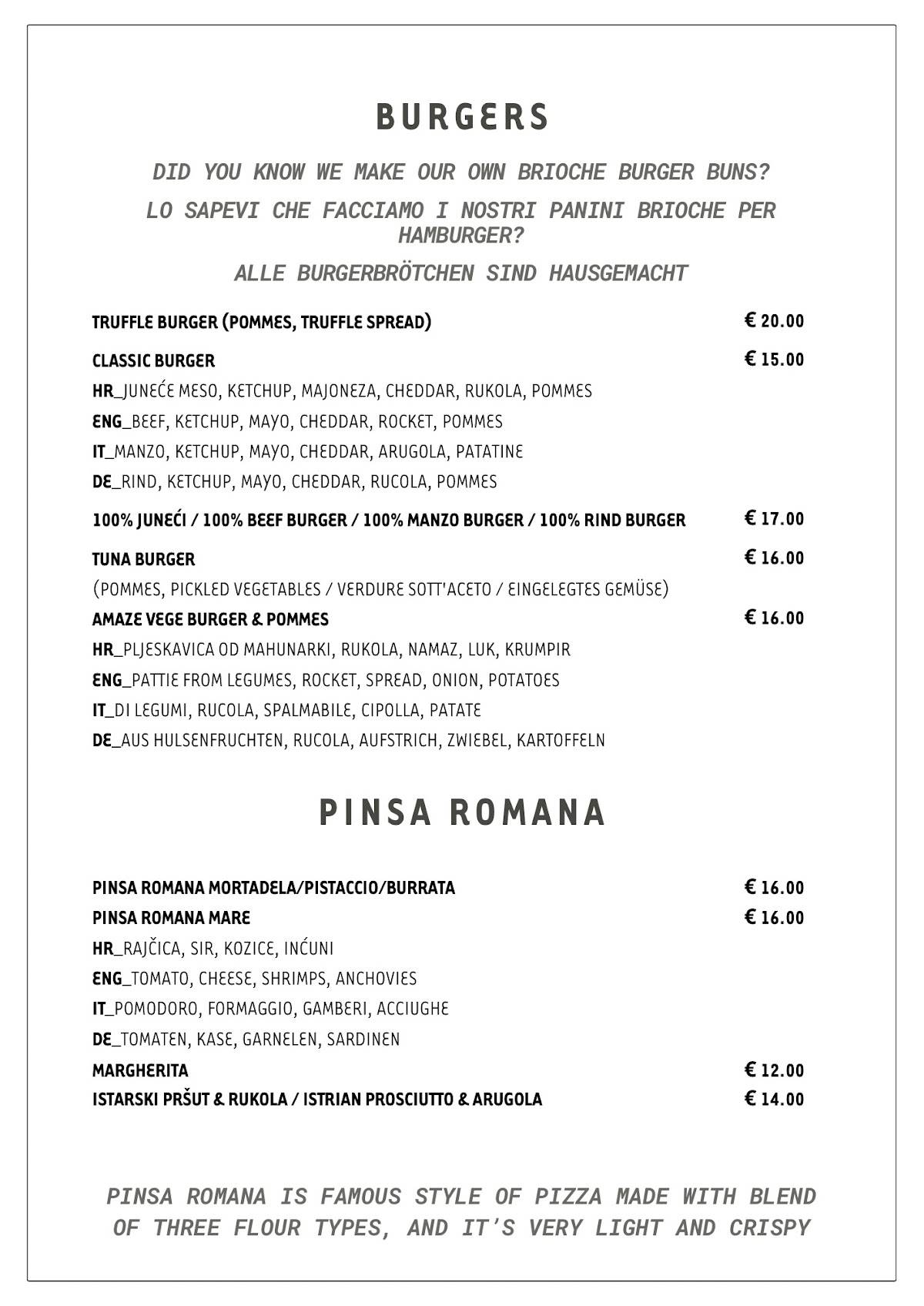 Menu di Fora Le Porte 