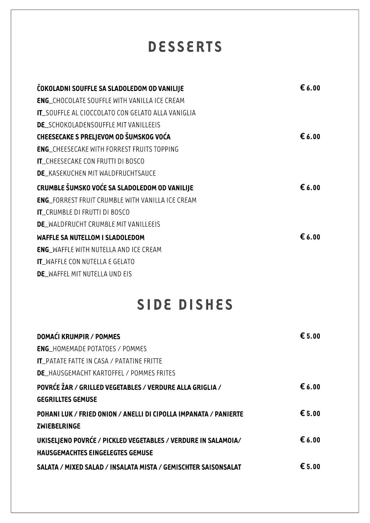 Menu di Fora Le Porte 