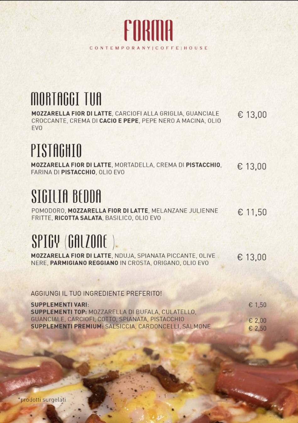 Menu di FORMA - Bakery, Pizzeria, Aperitivi 