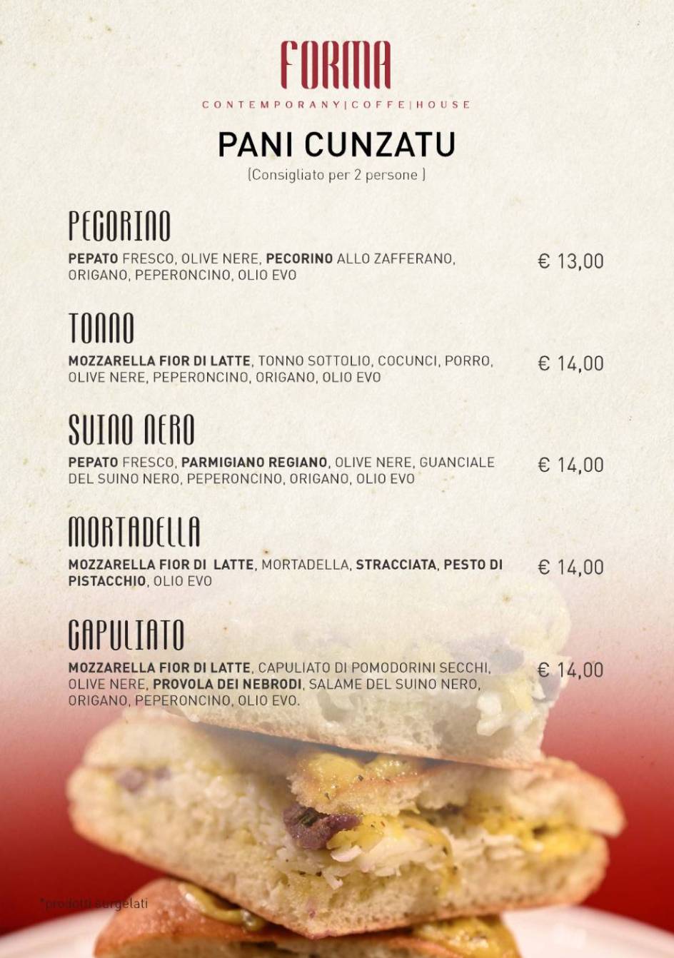 Menu di FORMA - Bakery, Pizzeria, Aperitivi 