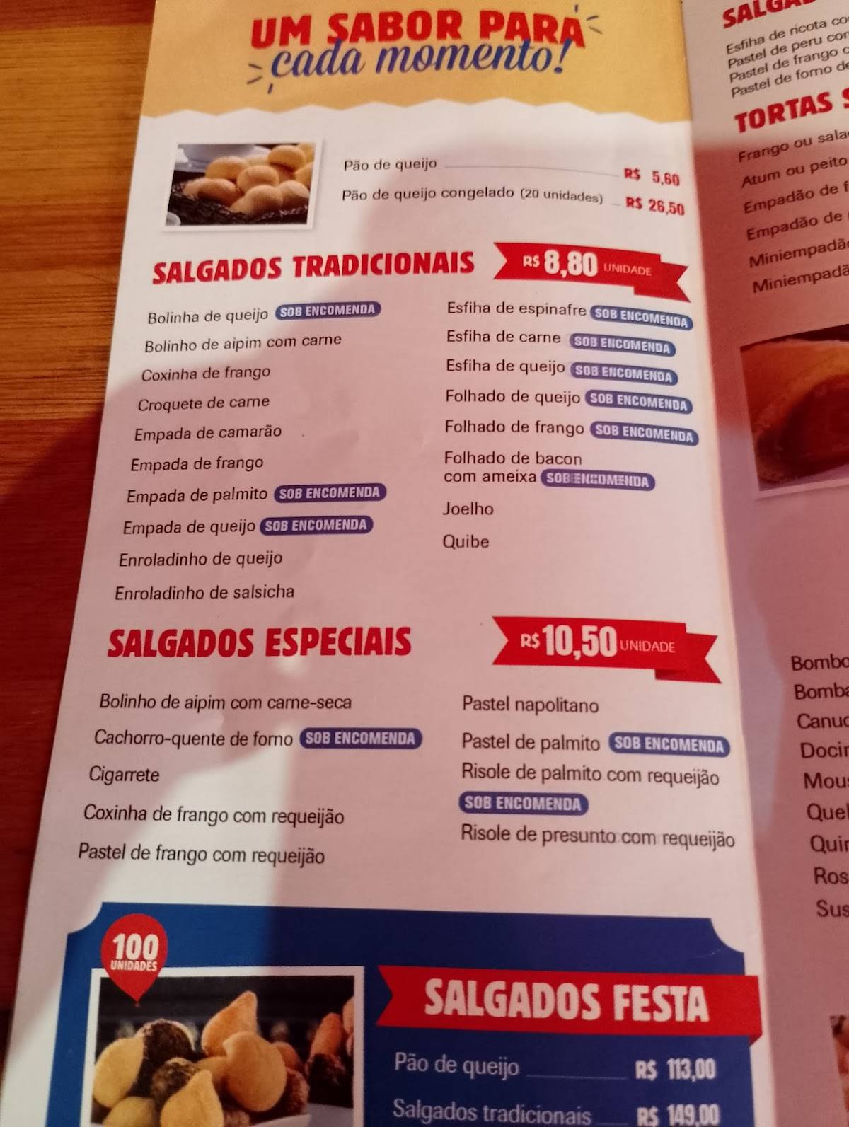 Fornalha cardápio