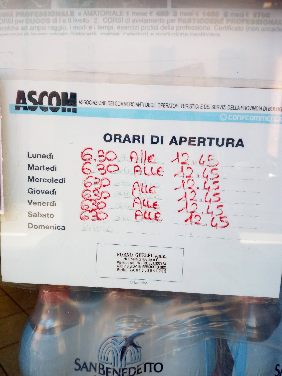 Menu di Forno Ghelfi & C. (S.N.C.) 