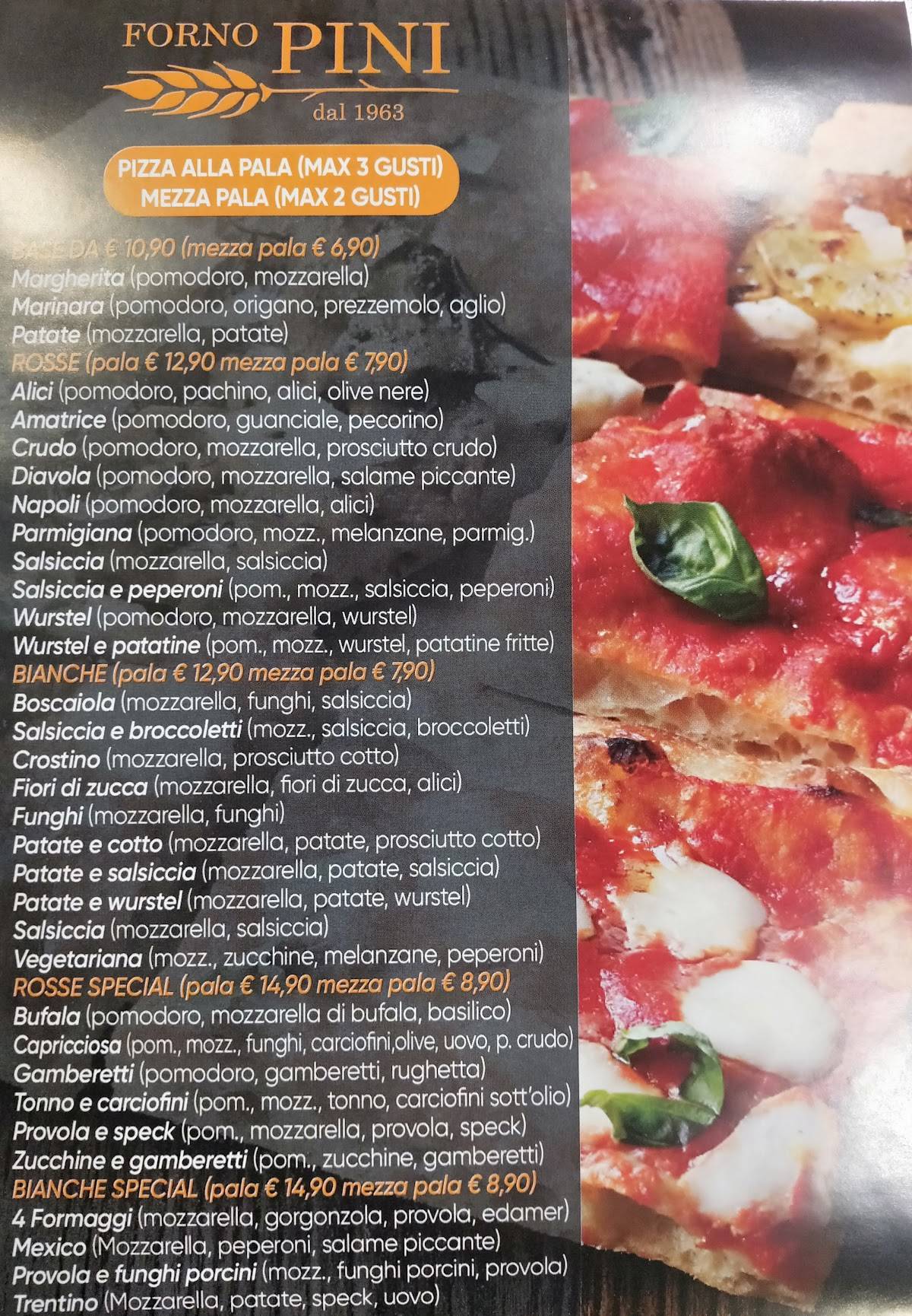 Menu di Forno Pini 