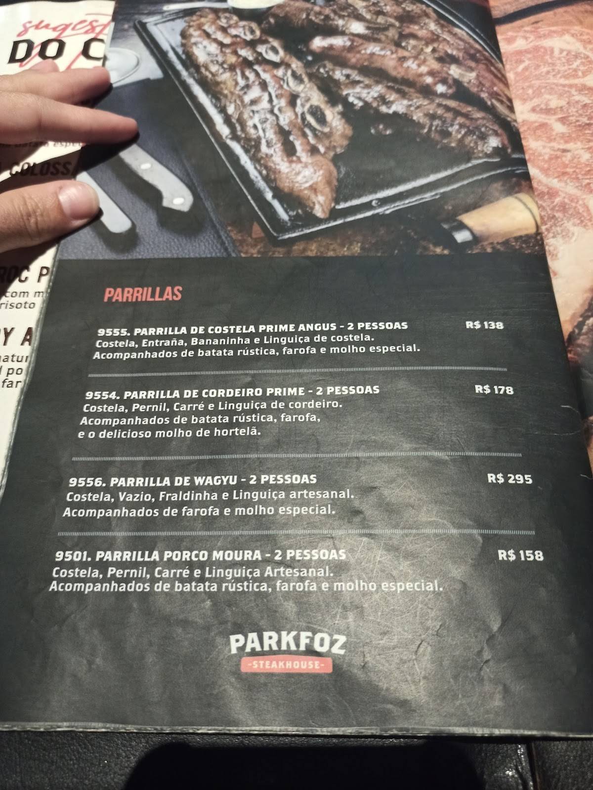 ParkFoz Steakhouse cardápio