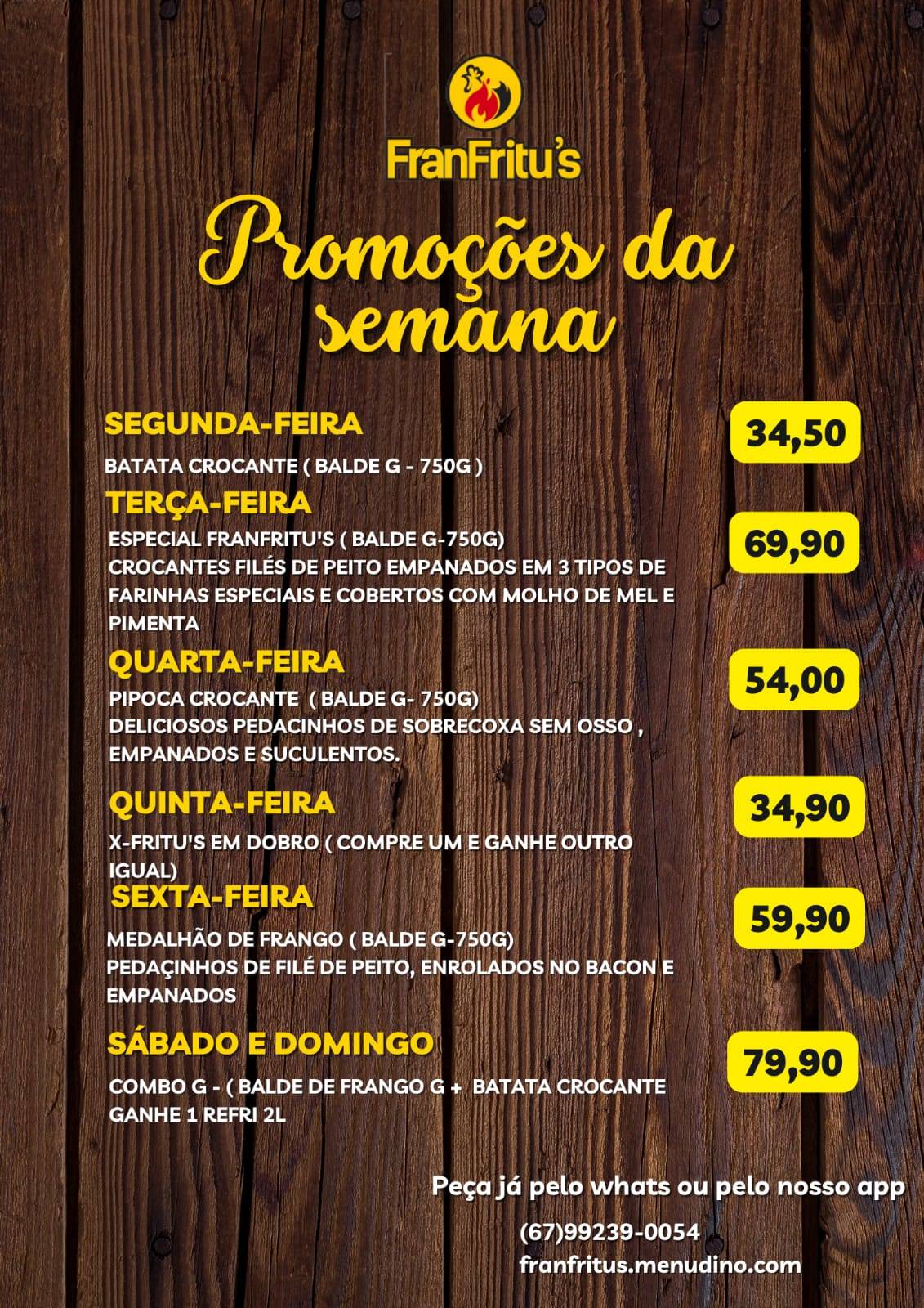 FranFritus - Frango Frito no Balde e Lanches cardápio
