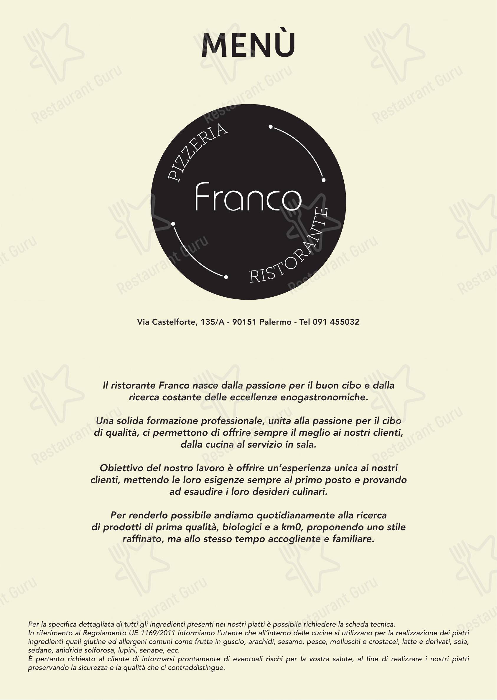 Ristorante Pizzeria Franco in Palermo - Menu