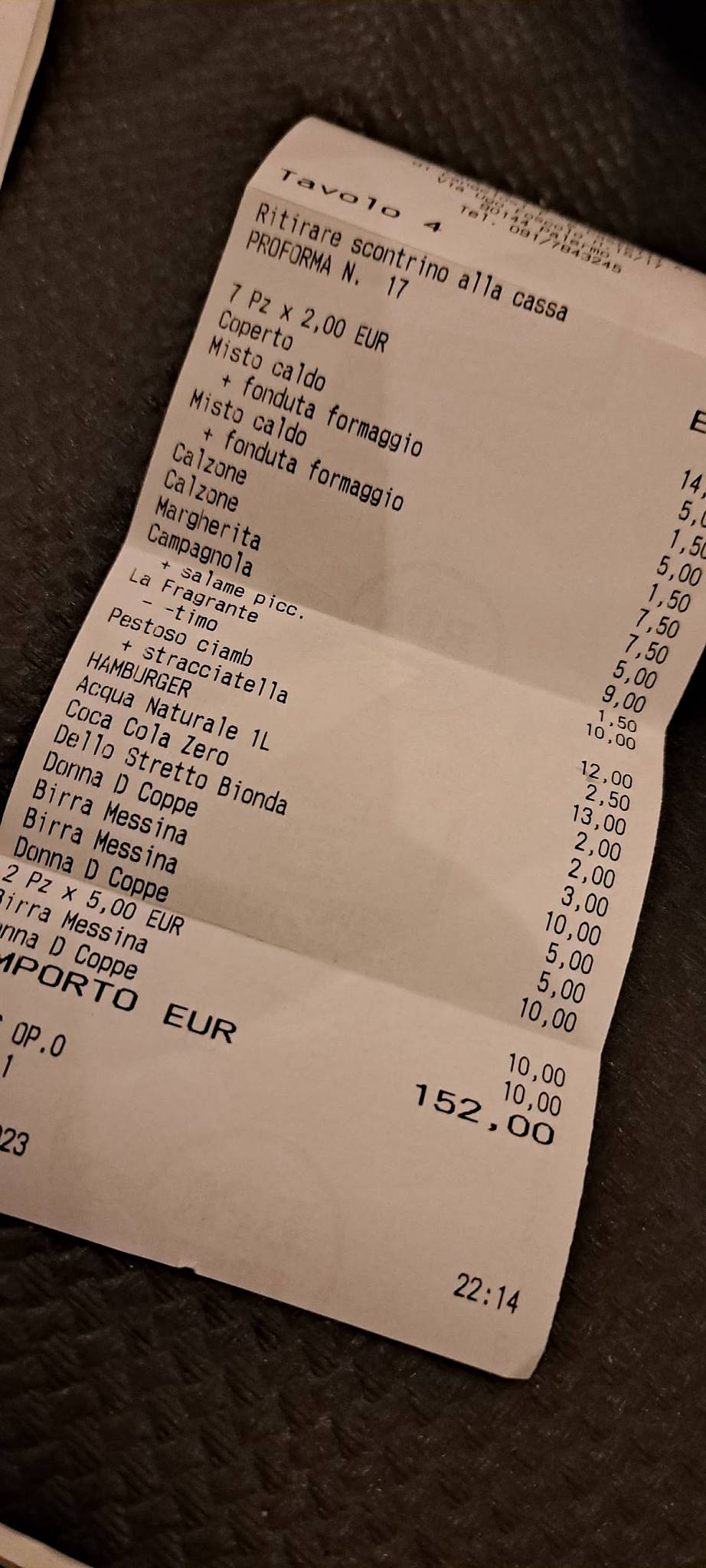Menu di Frangè Pizzeria - Palermo 