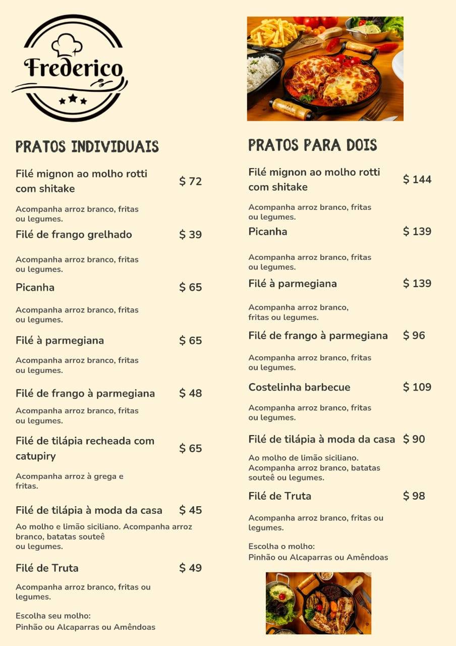 Frederico restaurante cardápio