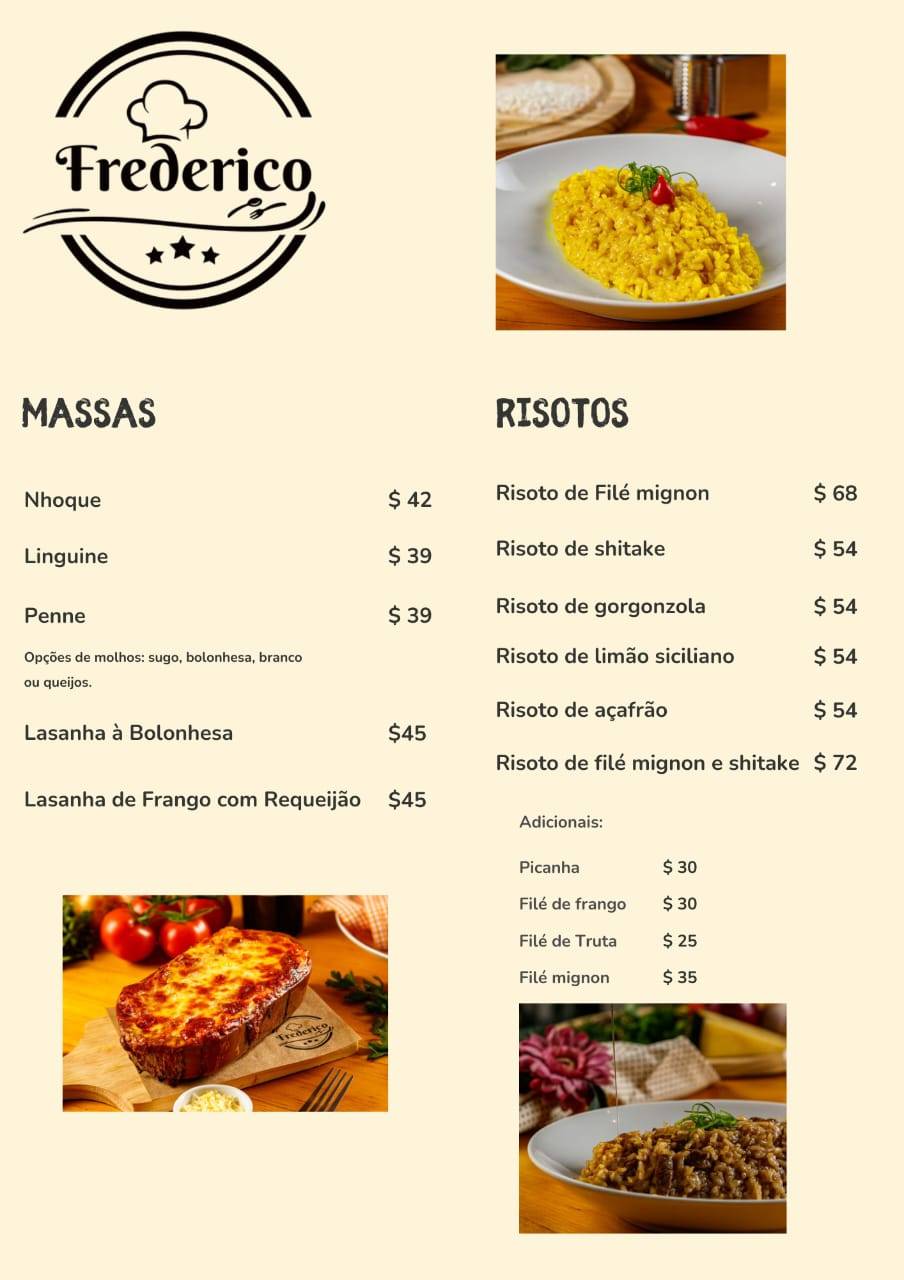 Frederico restaurante cardápio