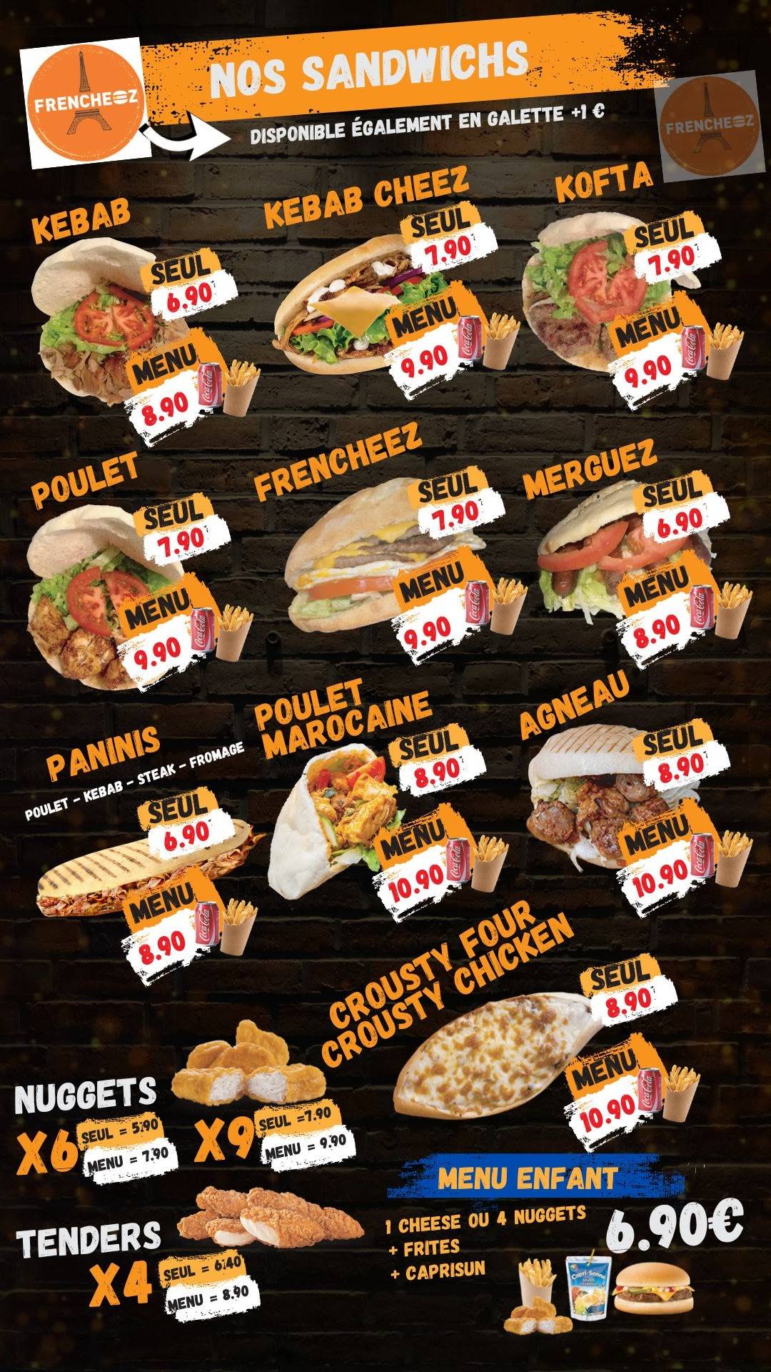 Menu de Frencheez