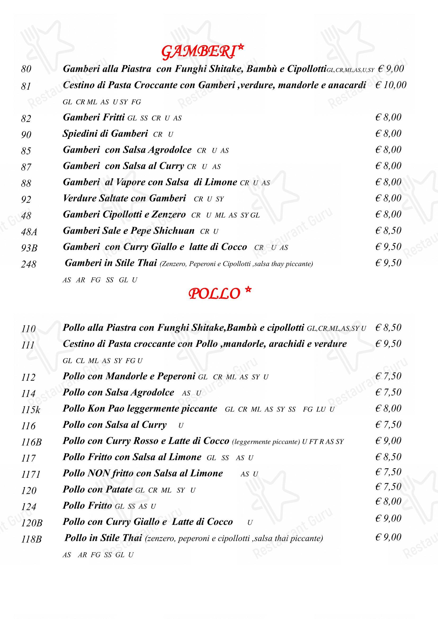 Menu per Città del Drago ristorante