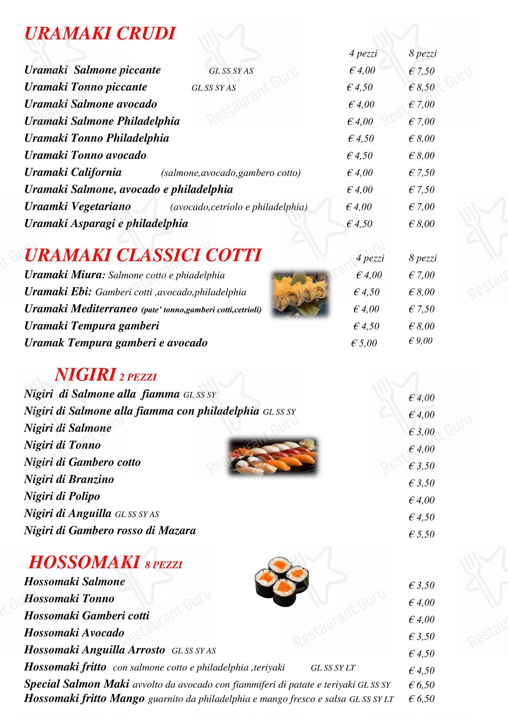 Menu per Città del Drago ristorante