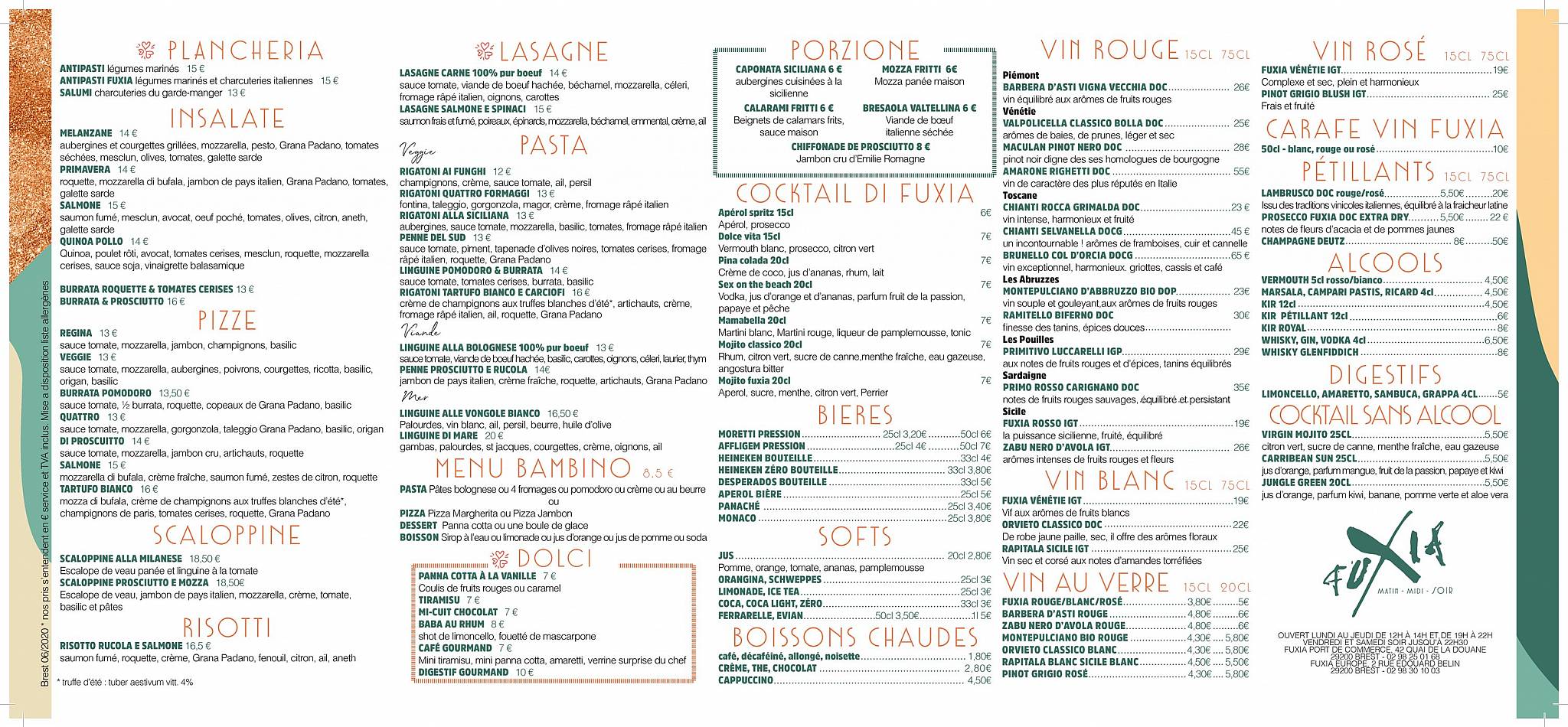 Menu de Fuxia Brest Port de Commerce
