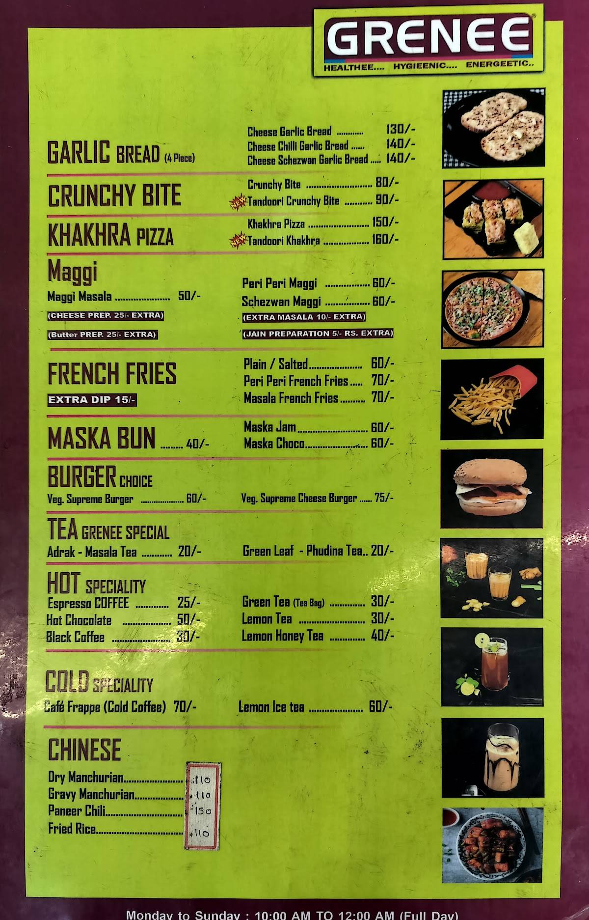 GRENEE NAVSARI menu