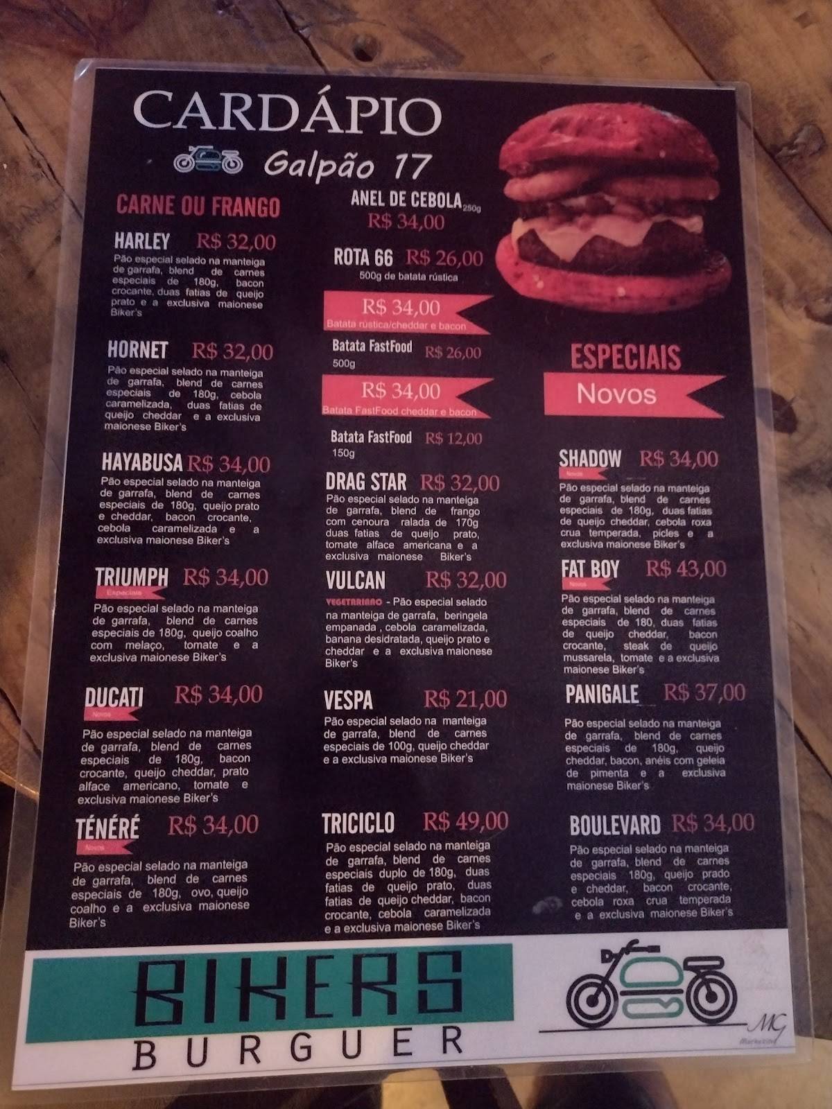 Galpão 17 cardápio