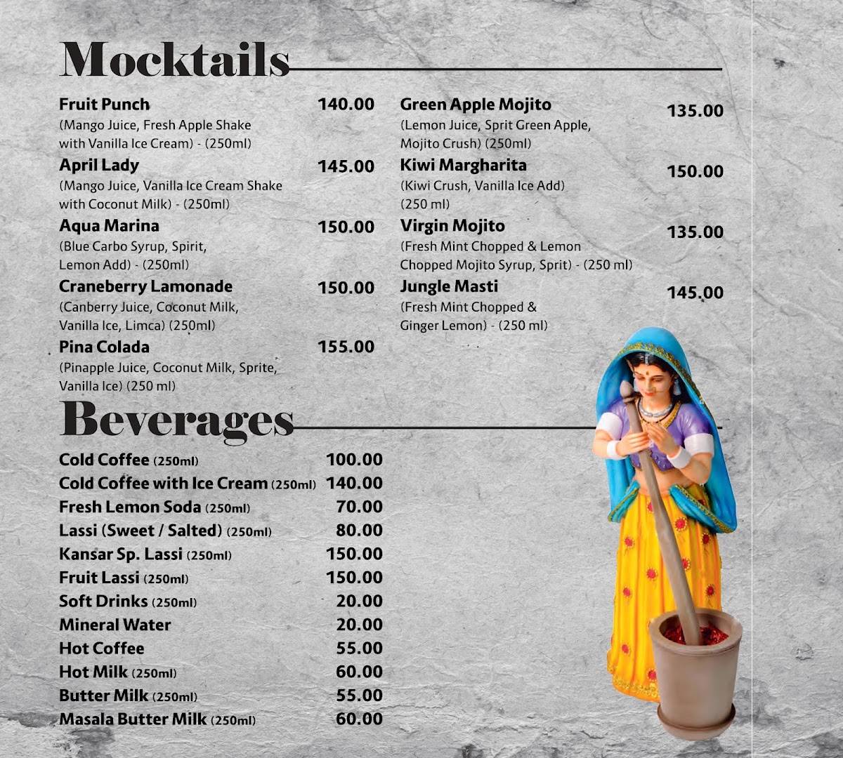 Kansar Garden Restaurant menu
