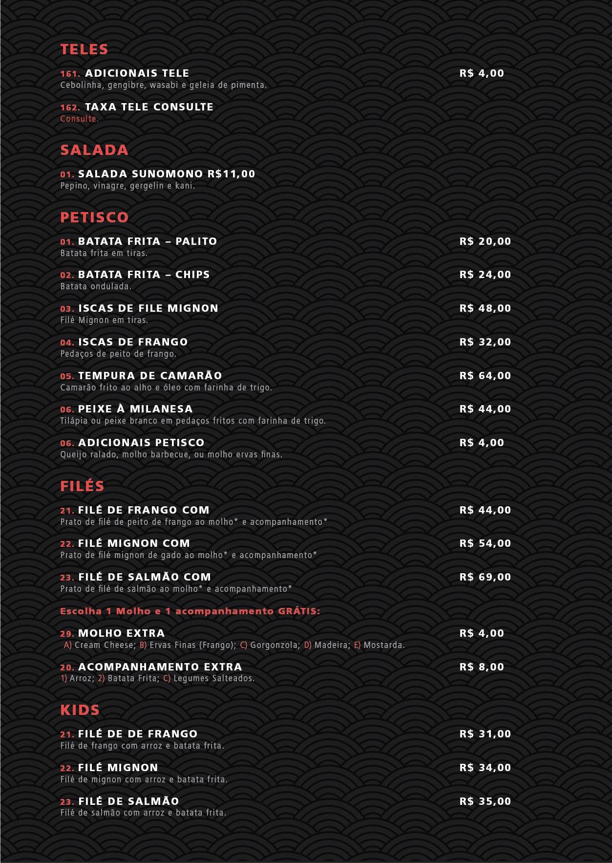 Garden Sushi Japonês - Restaurante Asiático em Erechim cardápio