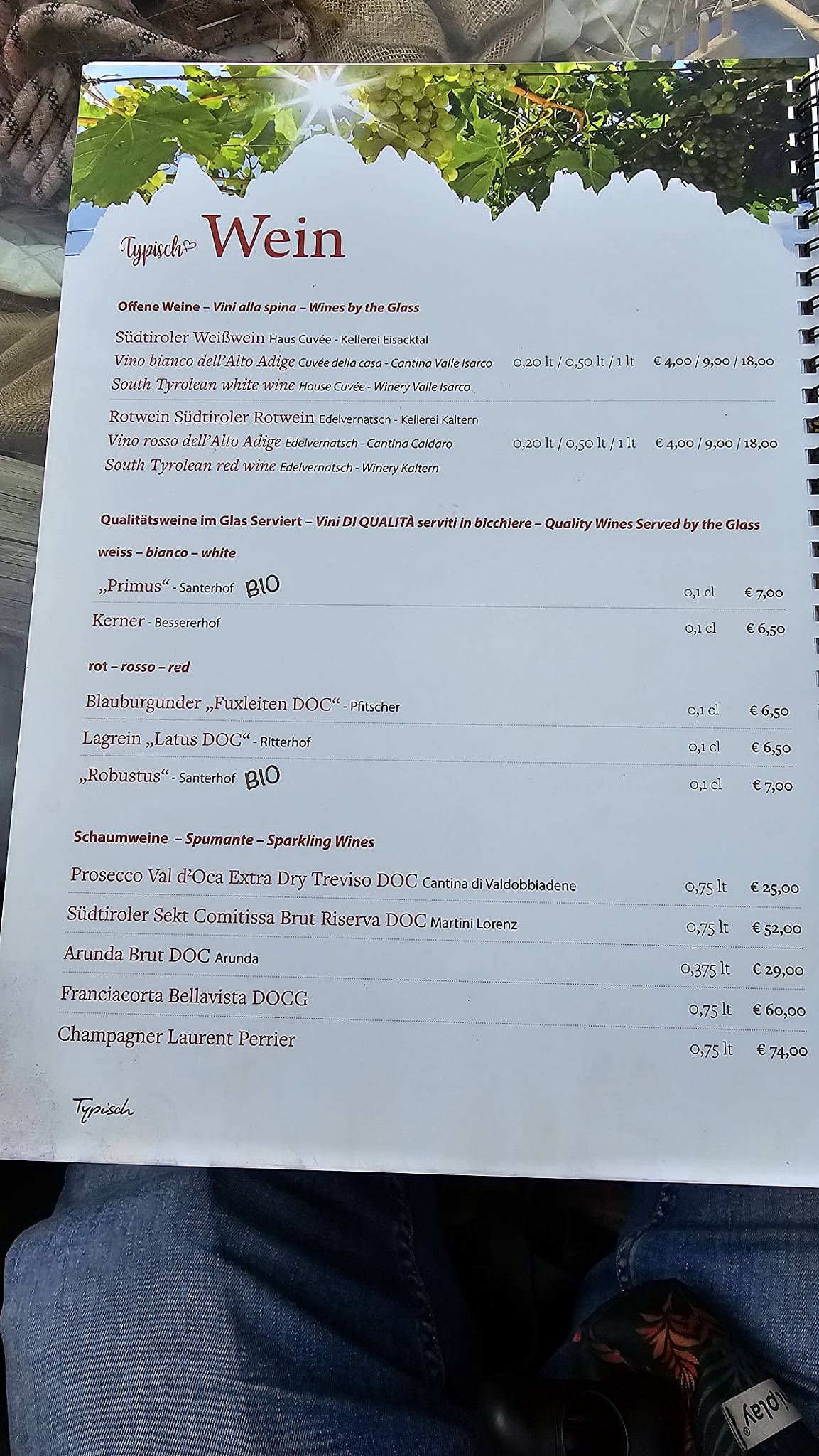 Menu di Rifugio Odle - Geisleralm 