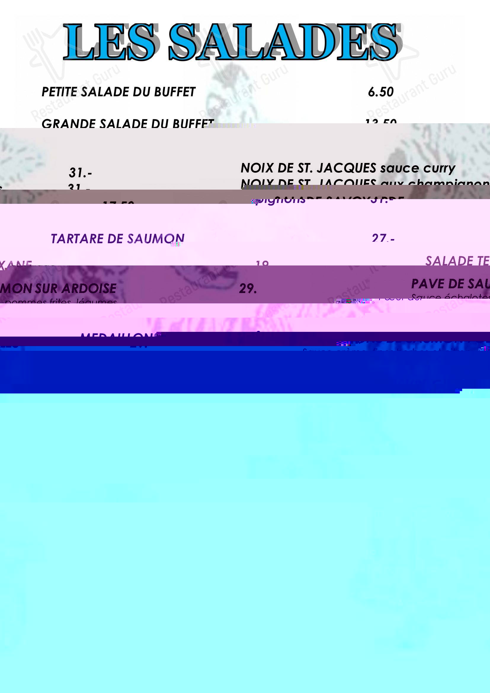Restaurant des Semailles in Lancy - Menu