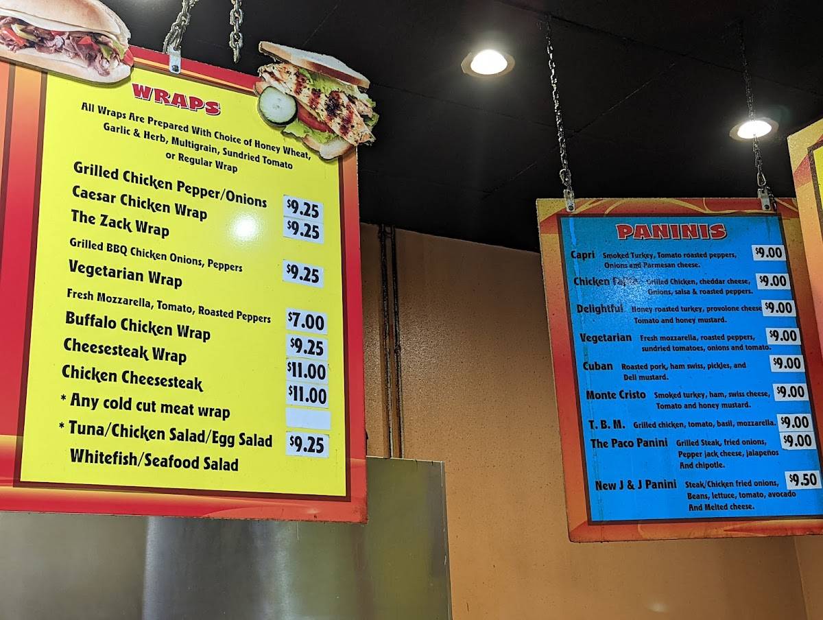 Menu at J & J Beyond Bagels restaurant,