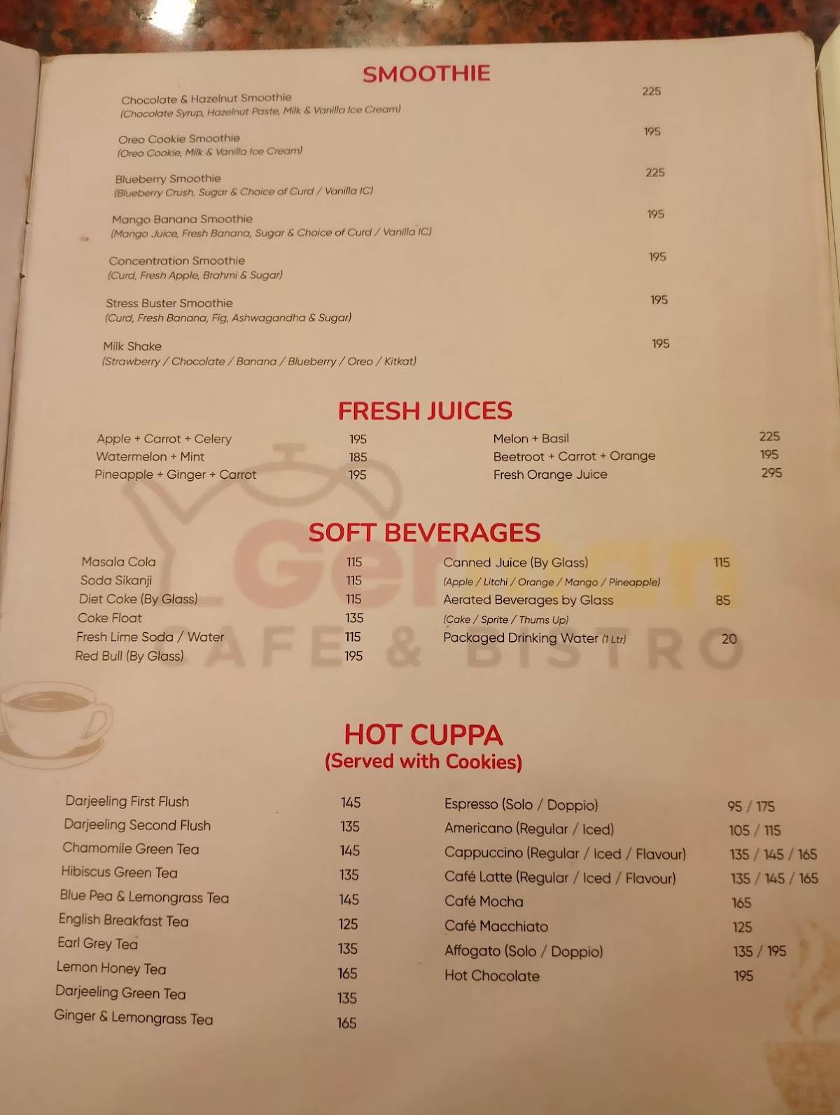 German Cafe & Bistro menu
