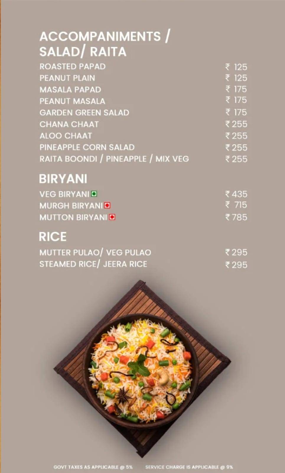 Cinnamon Kitchen Bar & Restaurant menu