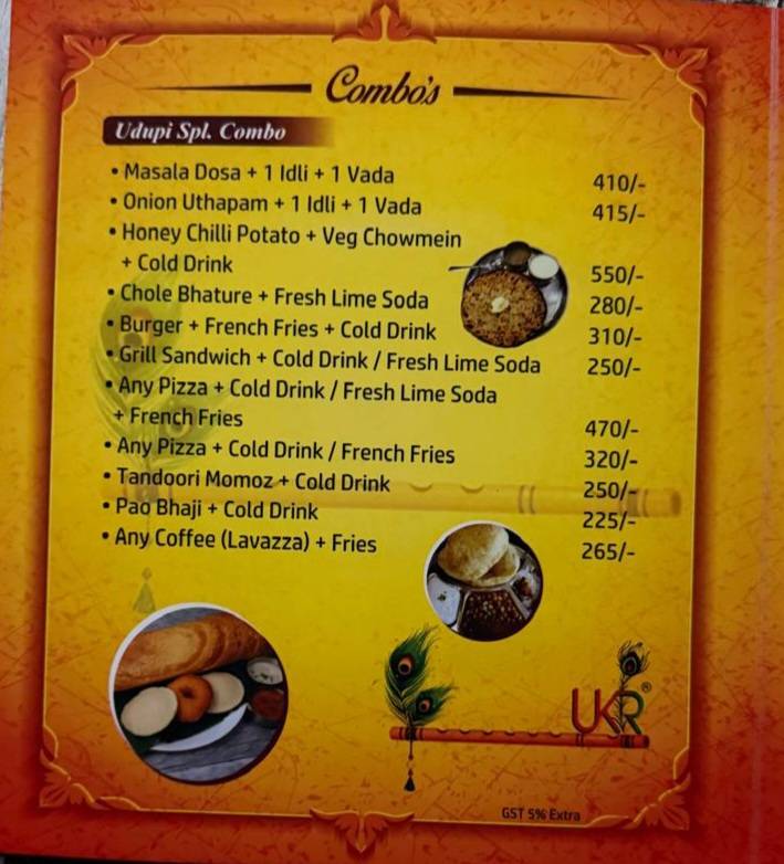 Udupi Krishna Restaurant menu