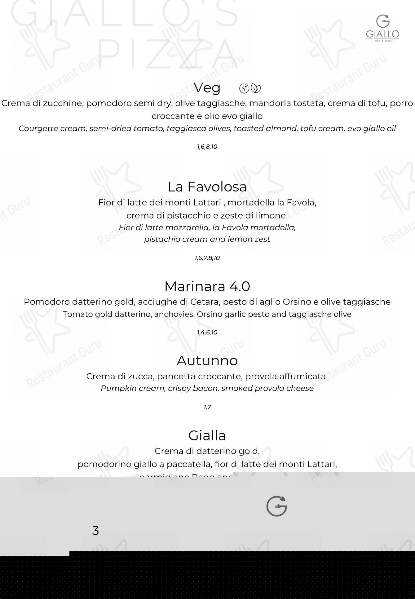 菜单 per Giallo Viareggio ristorante