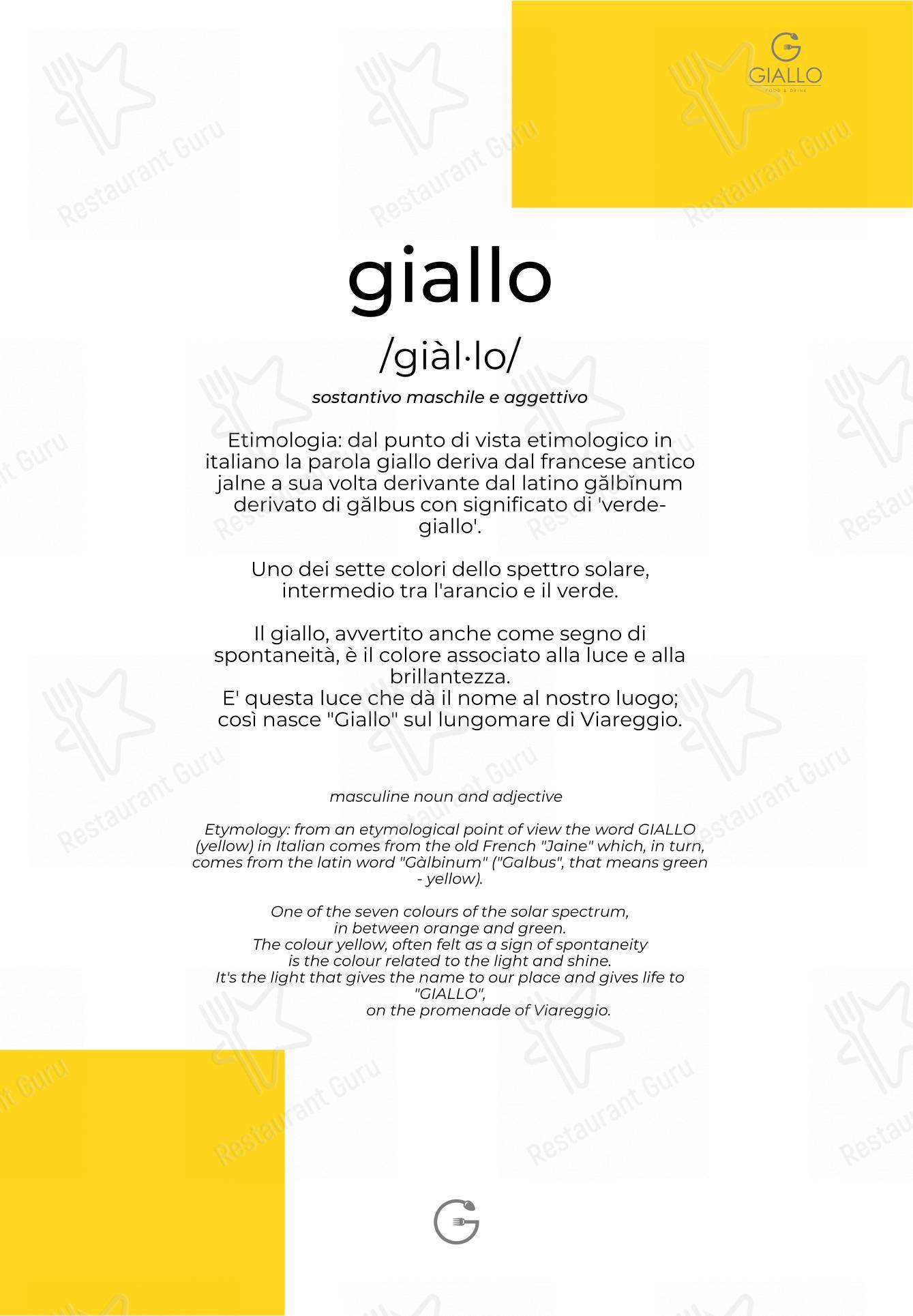 Menu di Giallo Viareggio - Menu